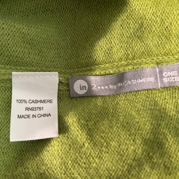 Cashmere Topper Poncho / Scarf - lime green (OS) - Picture 2 of 6